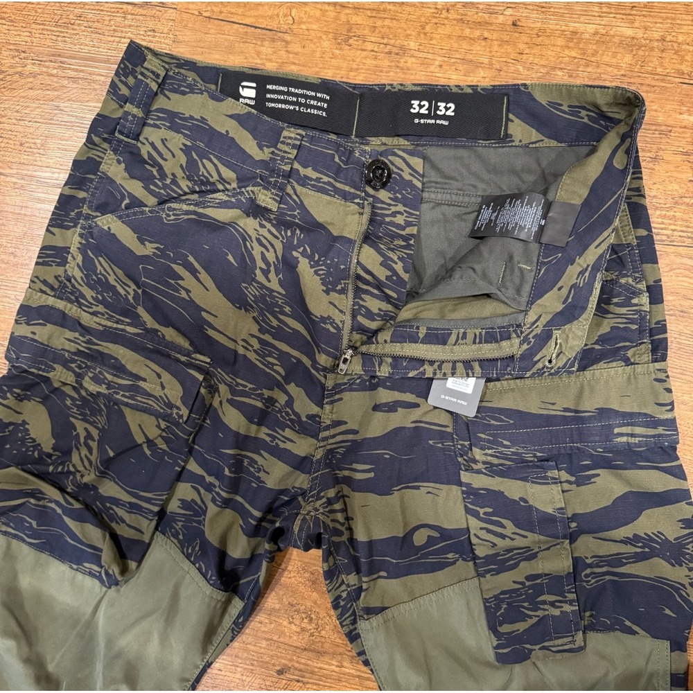 G-Star Raw Green Tiger Stripe Camo 3D Regular Tapered Cargo 2.0 Pants Men 32x32 - Picture 4 of 12